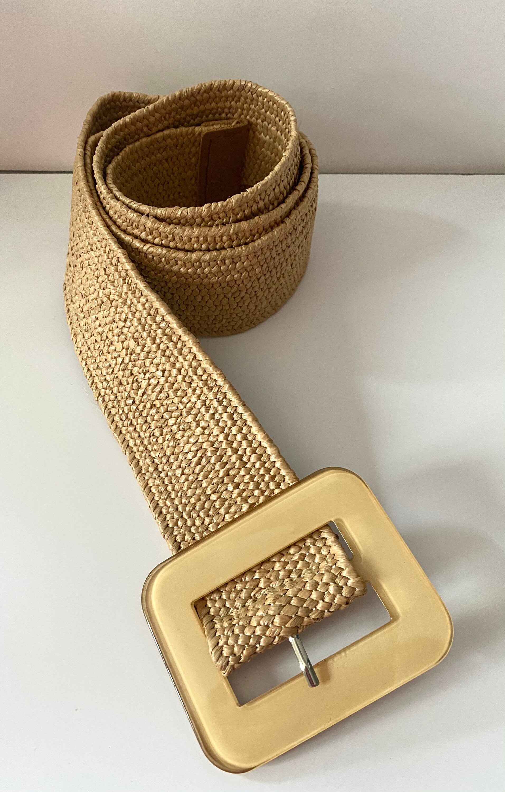 Raffia belt. natural raffia womens belt and beige square Etsy