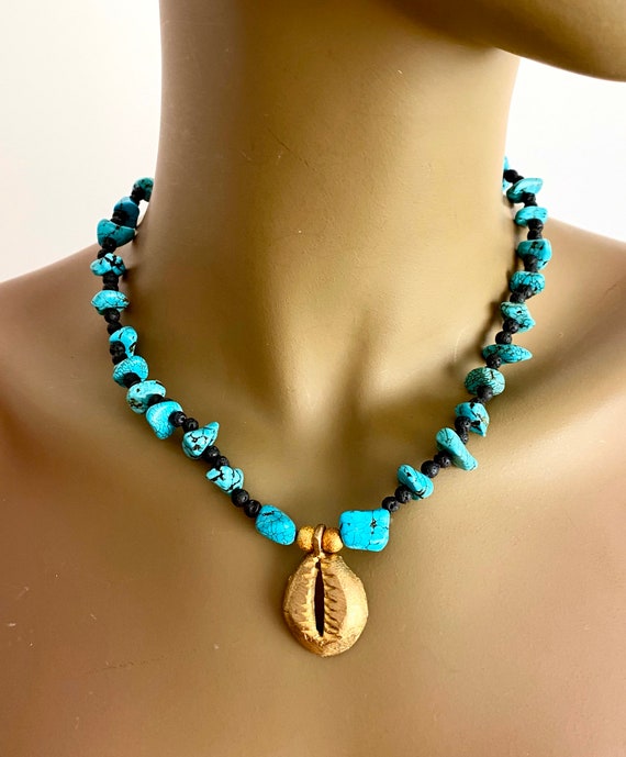 Turquoise shell necklace deals