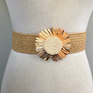 Boho Raffia Belt With Flower. Raffia Wedding Belt. Natural Raffia Belt ...