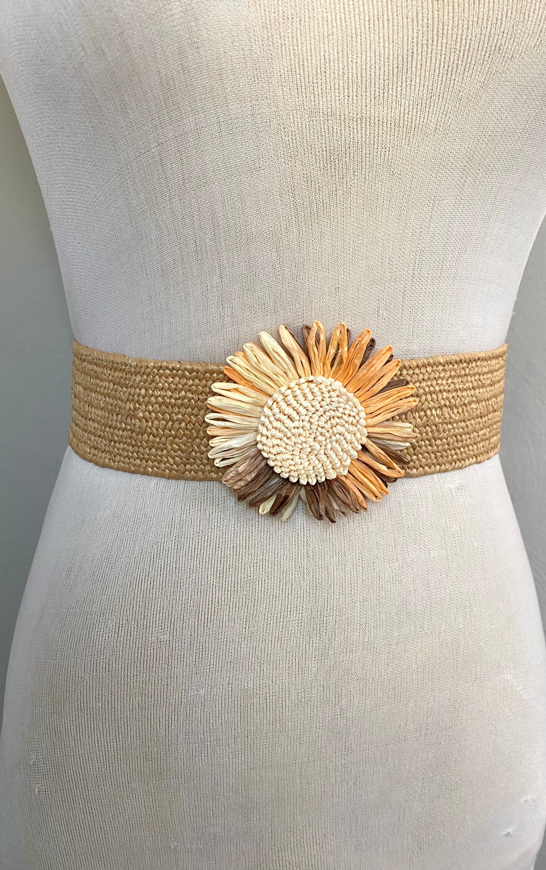 Boho Raffia Belt With Flower. Raffia Wedding Belt. Natural Raffia Belt ...
