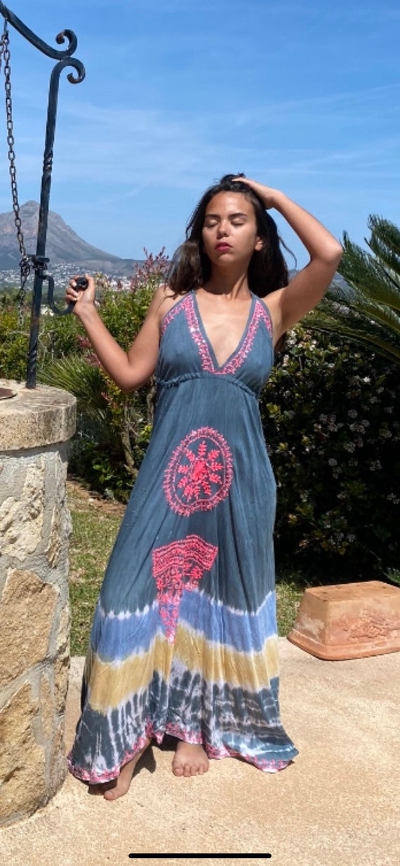 pink blue tie dye dress Pink & Blue Tie & Dye Off-Shoulder Dress