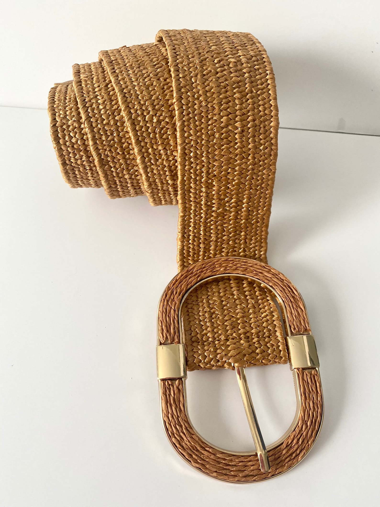 Natural raffia belt. raffia belt with golden buckle and Etsy