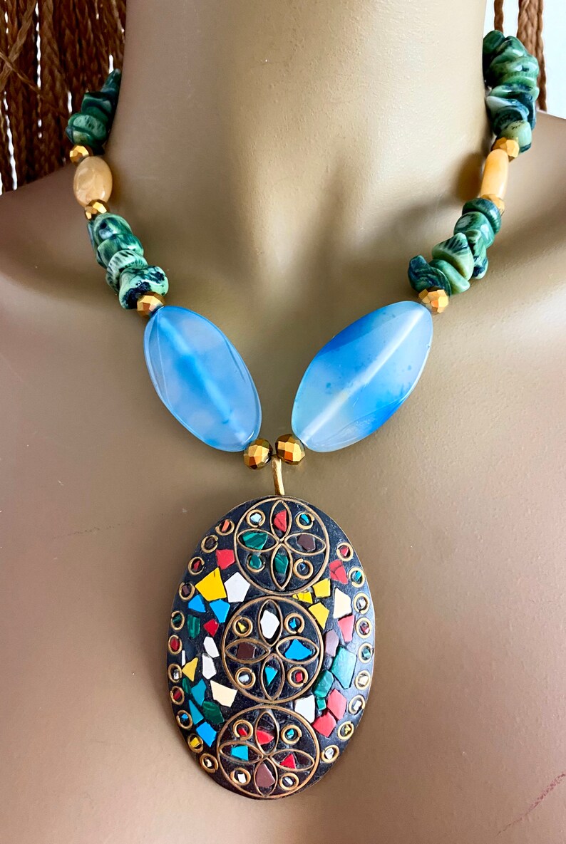 Blue necklace Green necklace Coral necklace Black necklac Red necklace Boho necklace.Bohemian necklace.colorful necklace.Gypsy necklace