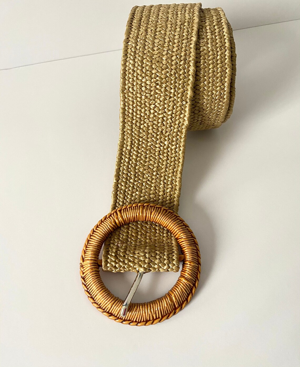 Raffia Belt Woman. Round Buckle Raffia Belt. Summer Belt. Etsy