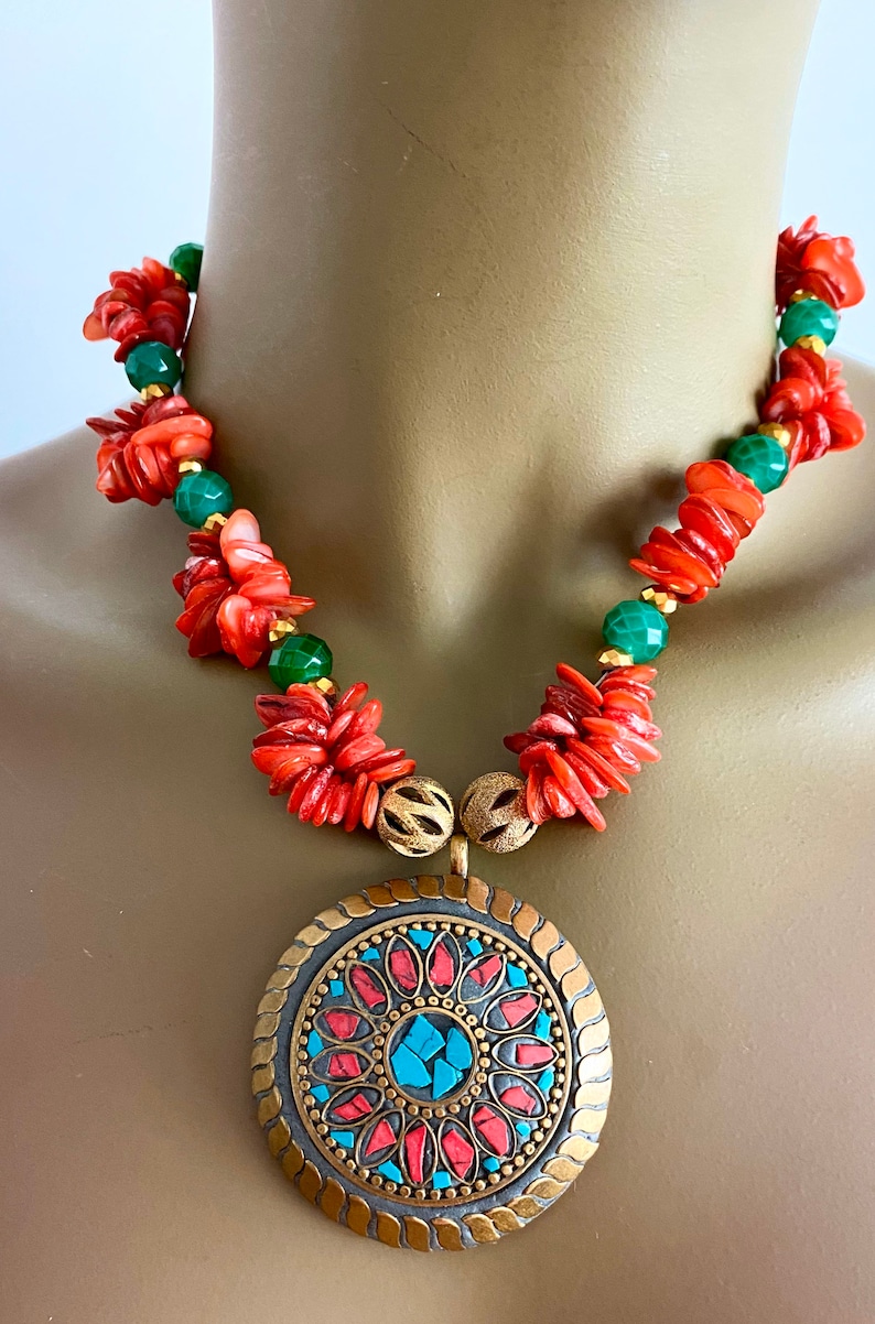Blue necklace Green necklace Coral necklace Black necklac Red necklace Boho necklace.Bohemian necklace.colorful necklace.Gypsy necklace