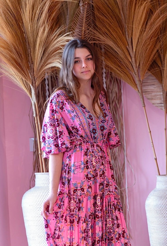 light pink flowy dress short Austin Convertible Maxi Dress in Hot Pink| Pink Oversized Maxi Dress | Pink  Bridesmaid Dress