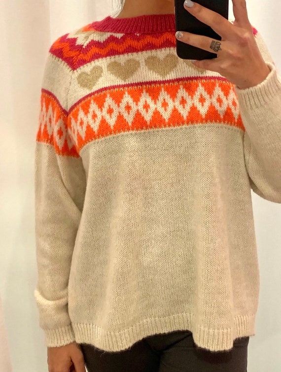 Orange Knit Sweater. Off-white Knit Sweater. Violet Sweater. - Etsy