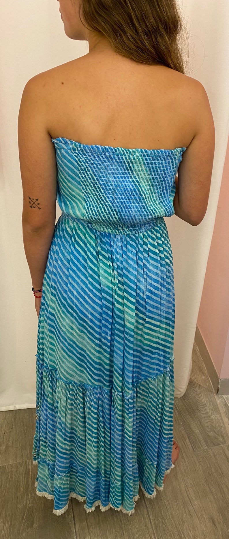 Wide Strap Lucy Dress- Boho Blue