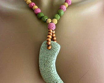 Horn pendant for woman .Bohemian jewellery.Bohemian necklace. Gypsy necklace. Blue necklace. Green necklace .Purple necklace.