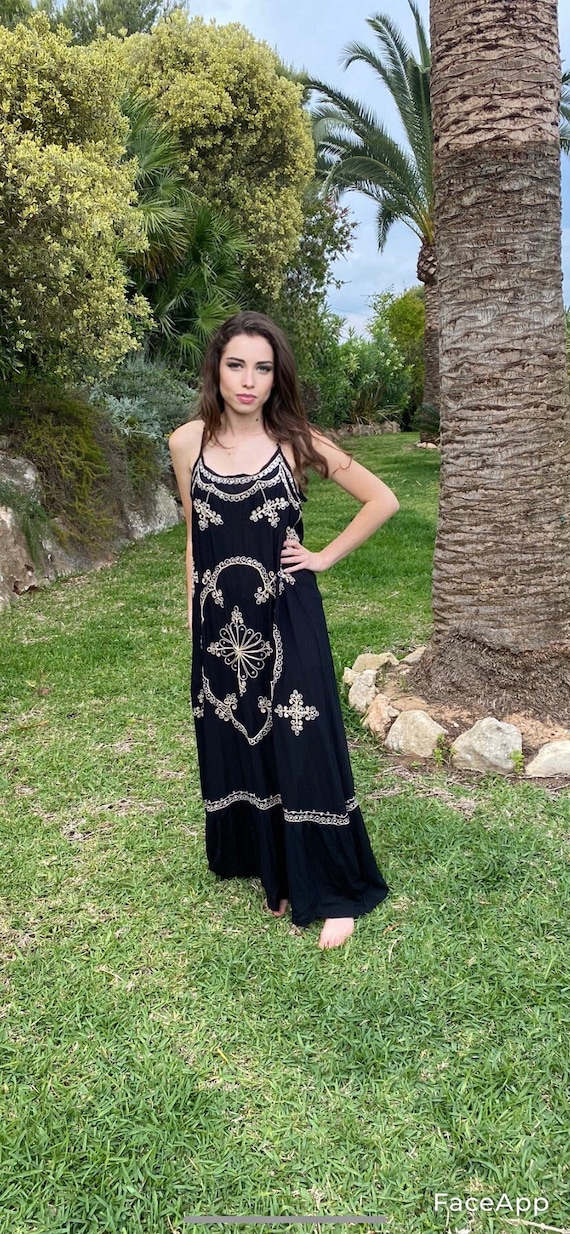 Boho Dresses. Boho Black Long Dress. Bohemian Dress. Gypsy Dress.  Embroidery Boho Dress. Black Boho Dress. - Etsy Canada