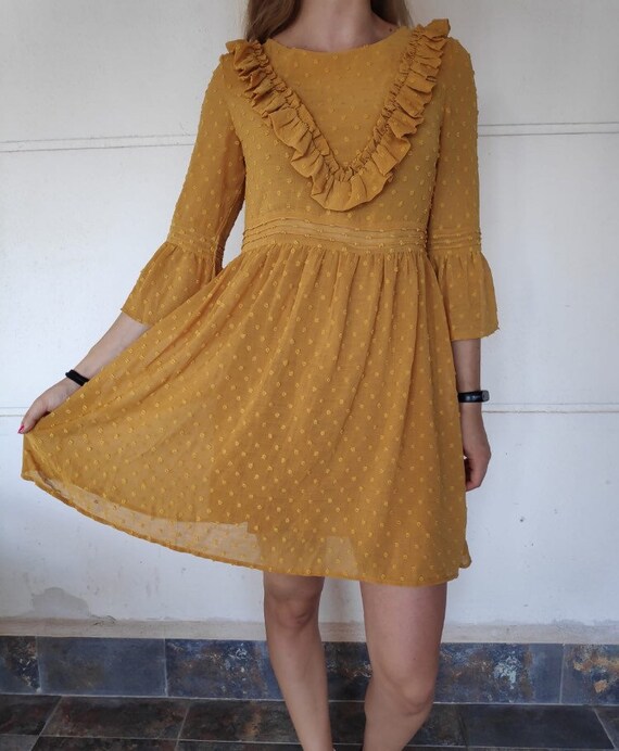 mustard yellow boho dress
