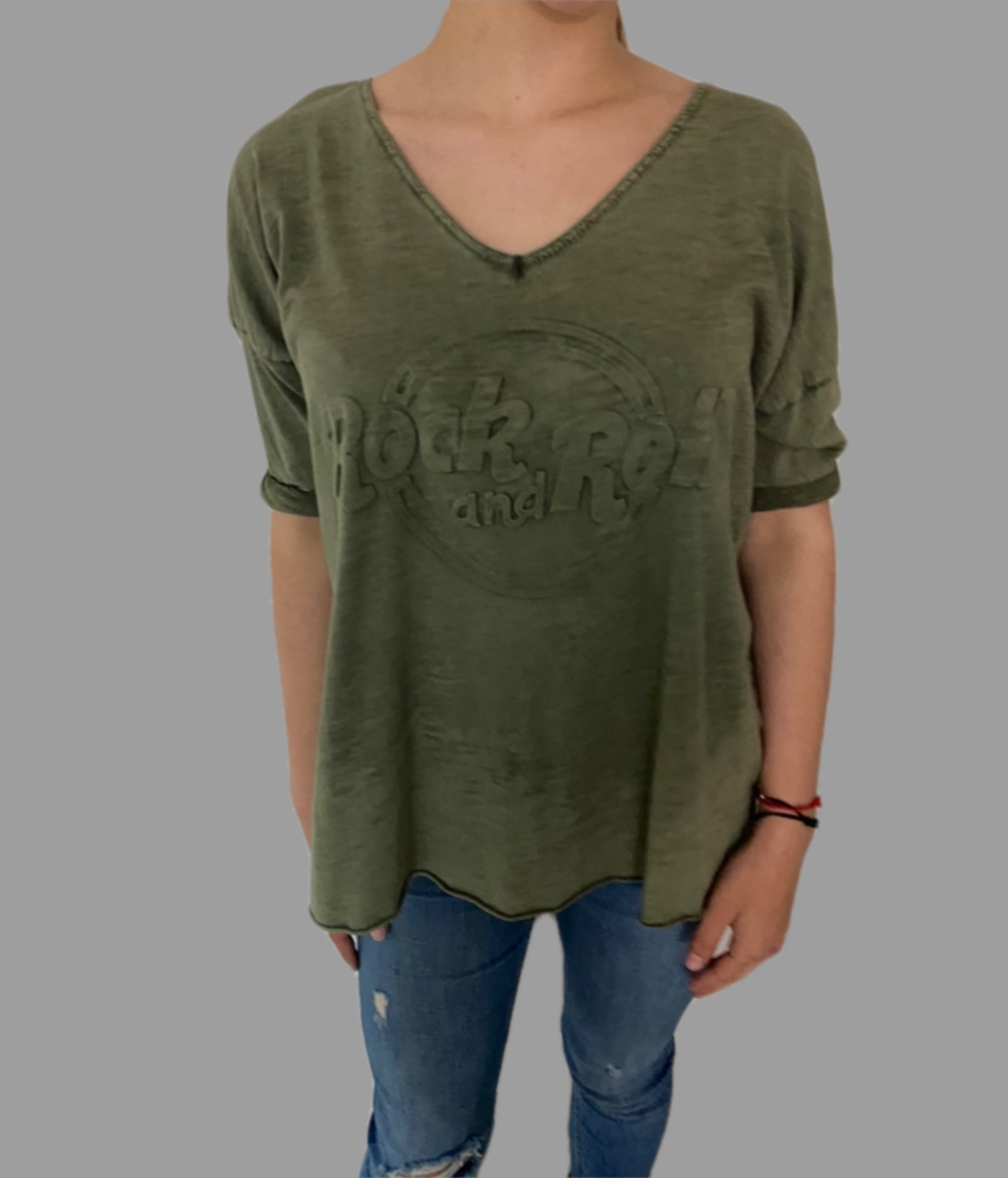 Army Green Boho Round Neck T-shirt. Rock and Roll T-shirt. - Etsy