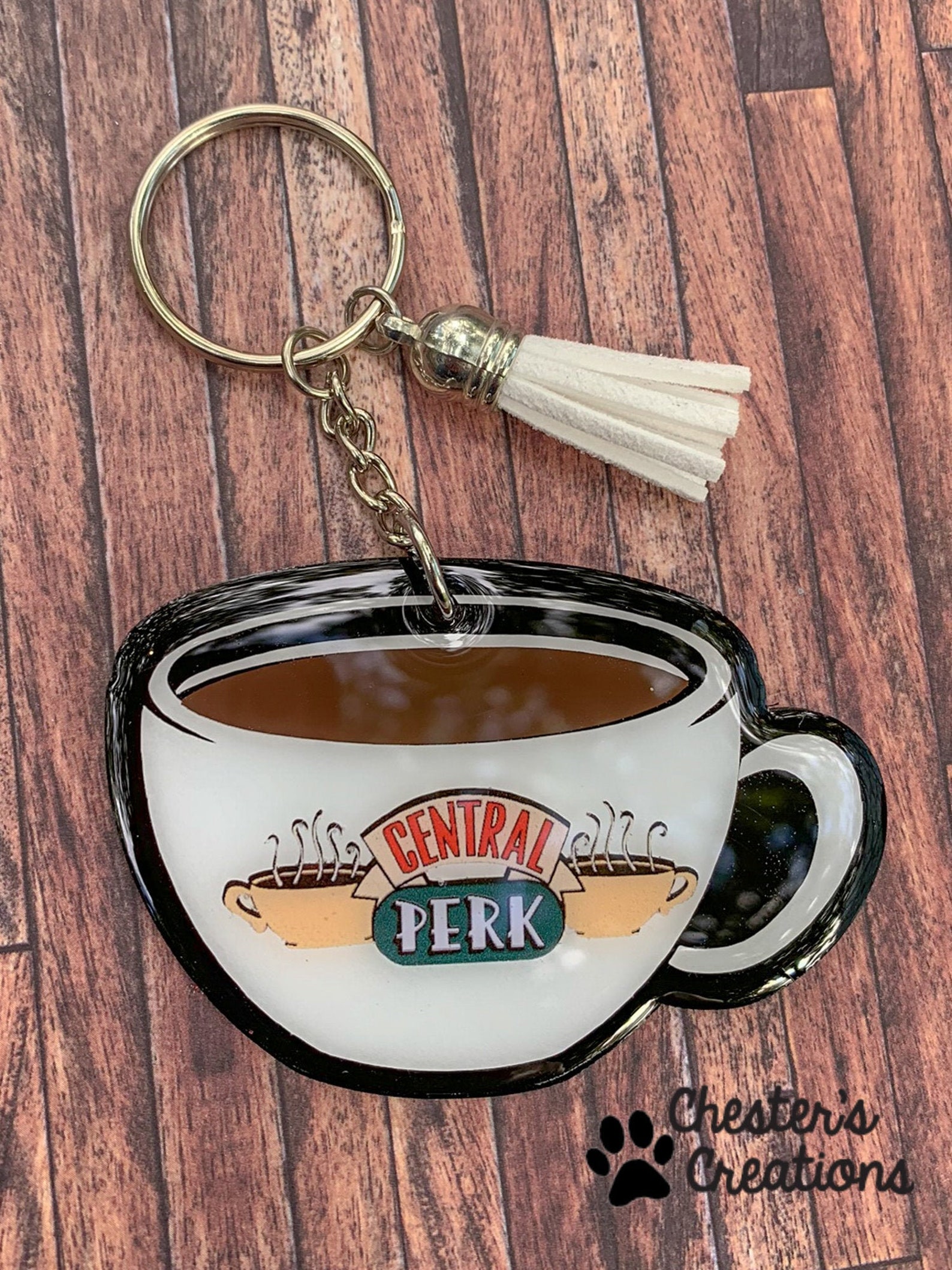 Central Perk Coffee Cup Key Chain Friends inspired Keychain Etsy