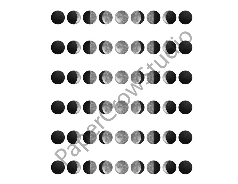 moon phases planner bujo art sticker printable 58 inch etsy