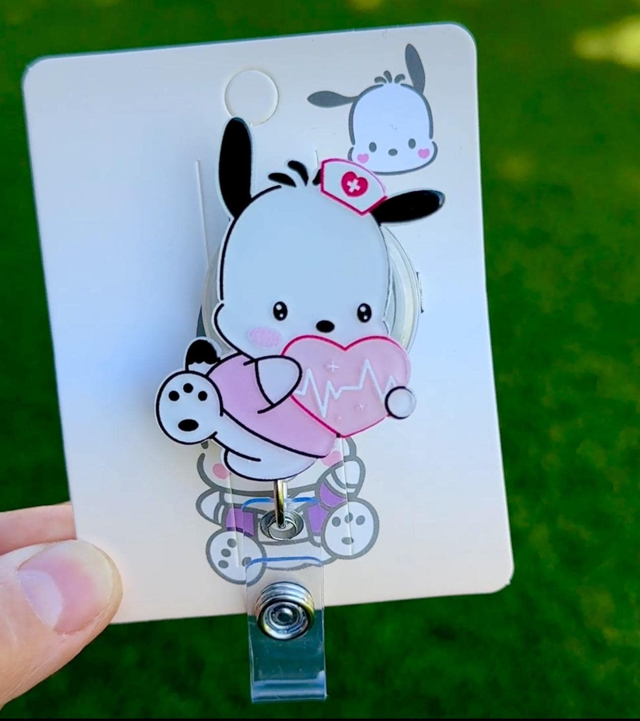 Kawaii Dog Doctor Nurse Medical CoWorkers Retractable ID Badge Reel - ID Badge Holders - Gift Idea / Pretty Name Badge HK Kitty Dog Bunny