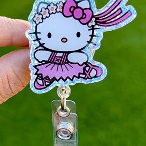 Dancer Kawaii Kitty Cat  Doctor Nurse Medical Workers Retractable Badge Reel - Badge Holders - Nurse Coworker Gifts Pretty Name Badge Clips