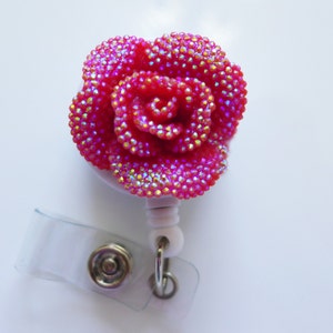 Flower Badge Reel - Big Blooms Badge Reel - Red Flower Badge