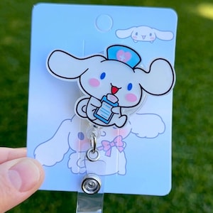 Kawaii Dog Doctor Nurse Medical CoWorkers Retractable ID Badge Reel - ID Badge Holders - Gift Idea / Pretty Name Badge HK Kitty Dog Bunny