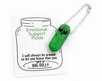 Emotional Support Pickle Keychain | 3D Printed Gag Gift