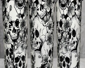 Floral skull tumbler