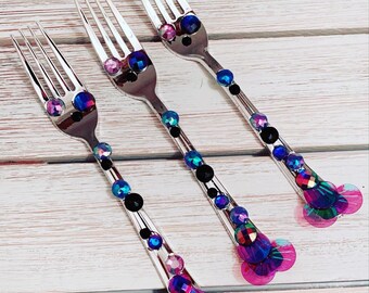 LG Fancy Dinglehopper Purple Black Little Mermaid Hair Comb Prop Ariel Ursula Fork Ornament