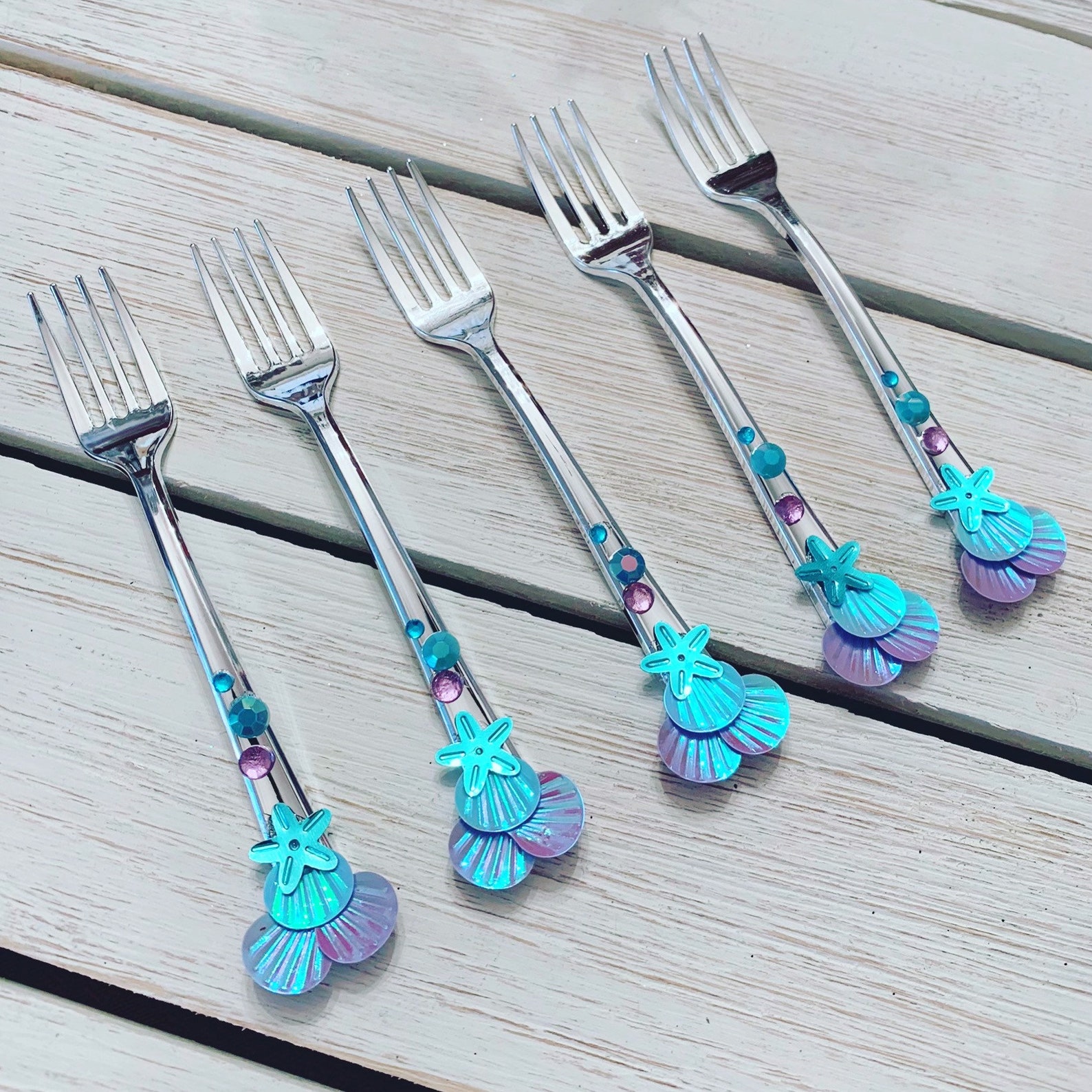 Dinglehopper Fancy Little Mermaid Teal Purple Ariel Party Fork Etsy