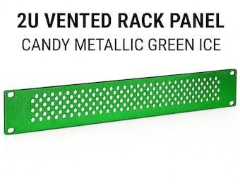 Custom Candy Green Ice 2U Rack Panel – Vented Steel Cover for 19” Mount Gear