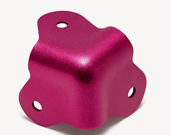 8x Candy Pink 3-Hole Corners – Powder Coated Steel w/ Screws for Guitar Cabs/Pedals