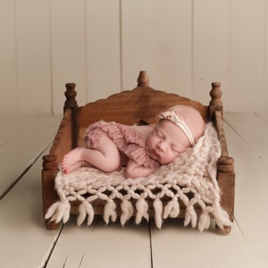 Baby bed with Macrame Bump Layer Newborn Digital Backdrop