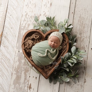 Wood Heart Bowl on Distressed White Barnwood Newborn Digital Backdrop