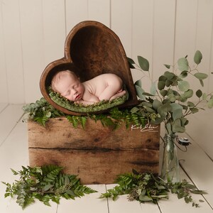 Wooden Heart on Box with Greenery