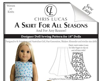 A Skirt for All Seasons – PDF Doll Skirt Sewing Pattern for 18 Inch Dolls