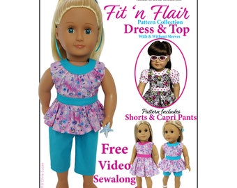 Fit 'n  Flair 18" Doll Sewing Pattern Collection including Video Sewalong