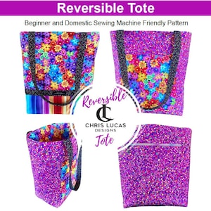 Reversible TOTE SEWING PATTERN - Perfect beginners tote bag to sew and to build your bag sewing skills. Step by step Video sewalong included
