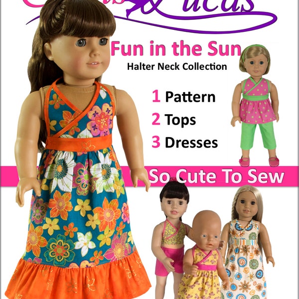 Fun in the Sun – Halter Neck PDF Doll Sewing Pattern for 15 – 18 Inch Dolls