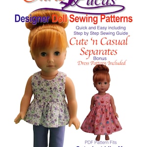 Cute n Casual Doll Sewing Pattern fits Hearts 4 Hearts, and Les Cheries dolls inc Top, Pants & Dress image 1