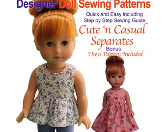 Cute n Casual Doll Sewing Pattern fits Hearts 4 Hearts, and Les Cheries dolls  inc Top, Pants & Dress