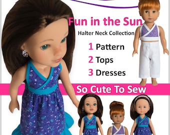 Fun in the Sun – Hearts 4 Hearts, Wellie Wishers, Just Like Me, Les Cheries, & Similar Size dolls -  PDF Doll Sewing Pattern