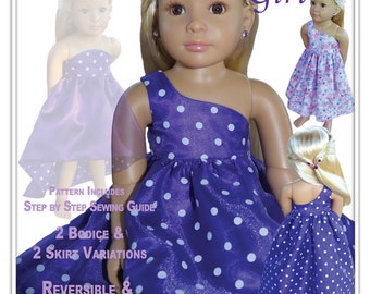 Glamour Girl - Kidz N Cats Doll - Reversible Dress Sewing Pattern