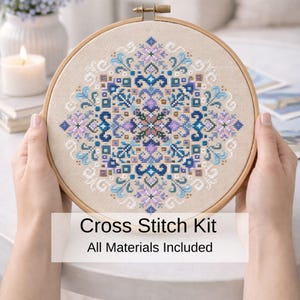 Kit de punto de cruz contado con adorno Blue Folk