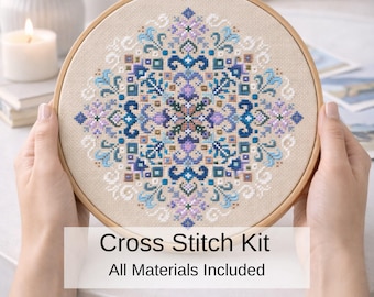 Blue Folk ORNAMENT Counted Cross Stitch KIT