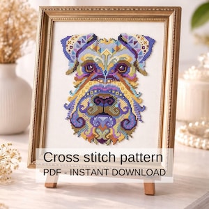 Patrón de punto de cruz para perro Schnauzer miniatura (PDF), diseño de bordado realista para mascotas, regalo para amantes de los perros