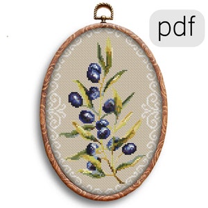 Olive Sprig Cross Stitch Pattern PDF-Instant Download