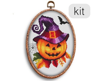 Halloween Pumpkin Holiday Counted Cross Stitch KIT