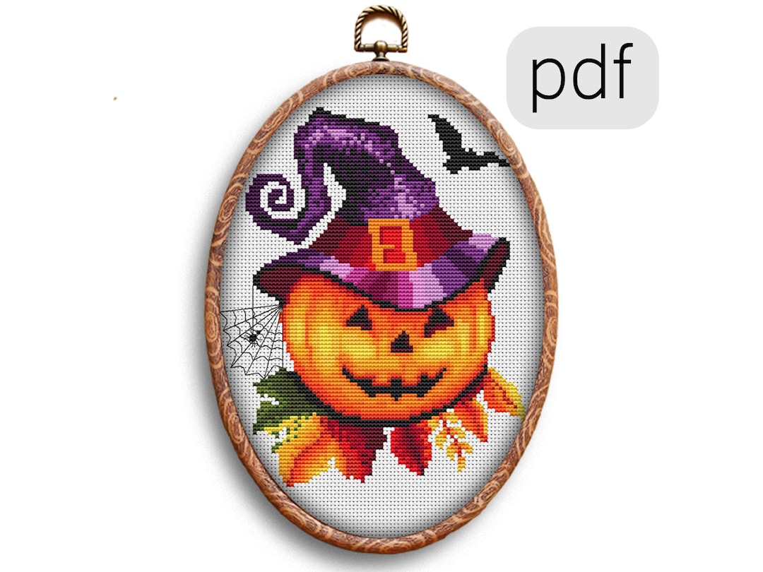 Halloween Pumpkin Cross Stitch Pattern PDF - Etsy