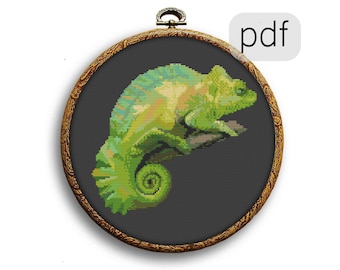 Realistic Chameleon Animal Cross Stitch Pattern PDF