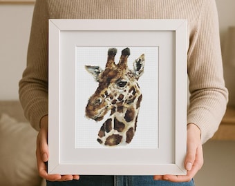 Watercolor Giraffe Cross Stitch Kit: Beginner Animal Embroidery