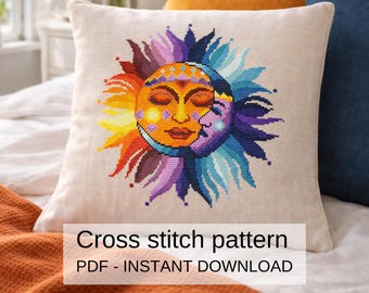 SUN and MOON cross stitch pattern PDF