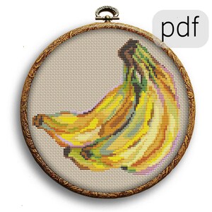 Bananas Plant Counted Cross Stitch Pattern