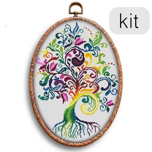 Colorful Tree of Life Plant Counted Cross Stitch KIT